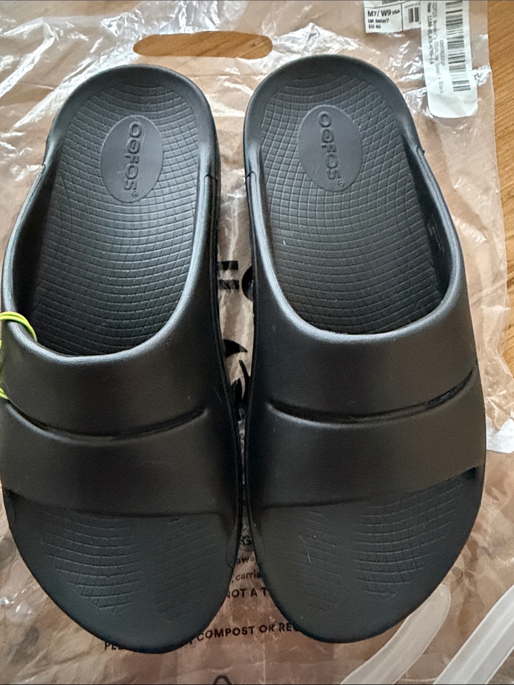 OOFOS Black Slip-On Recovery Sandals for Women